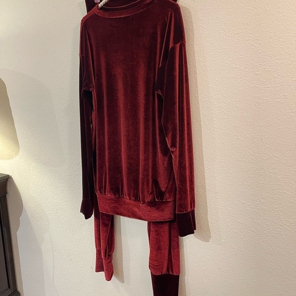Laina Rauma SET Small top bottom maroon velour loungesuit leisure suit club bed - Picture 15 of 16
